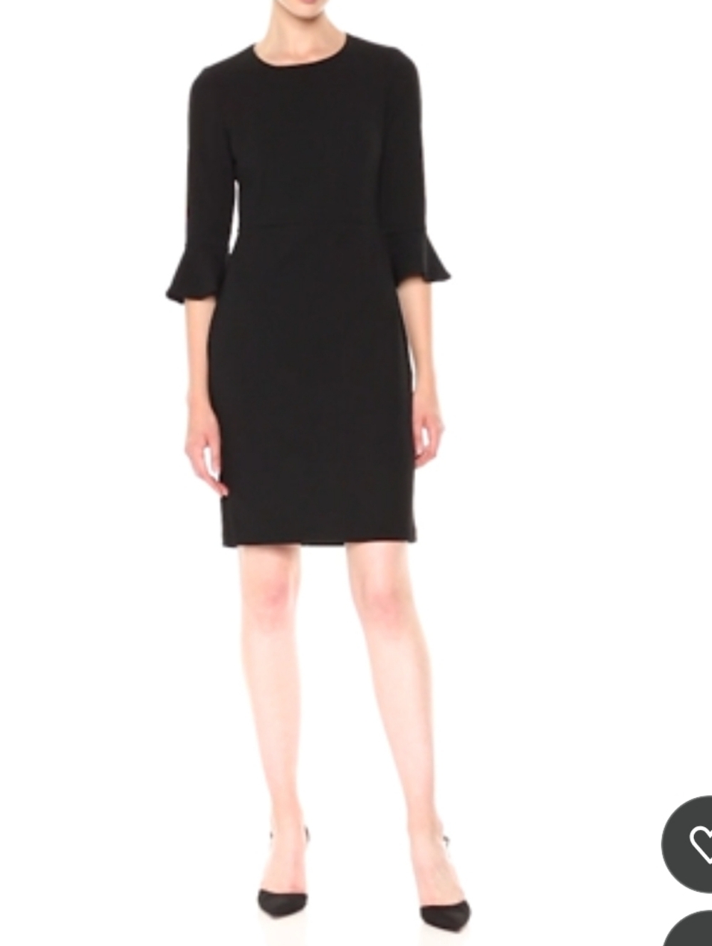 Donna Morgan Womens Kendall Sheath Dress Black 3/4 Bell Sleeves Knee Length 2